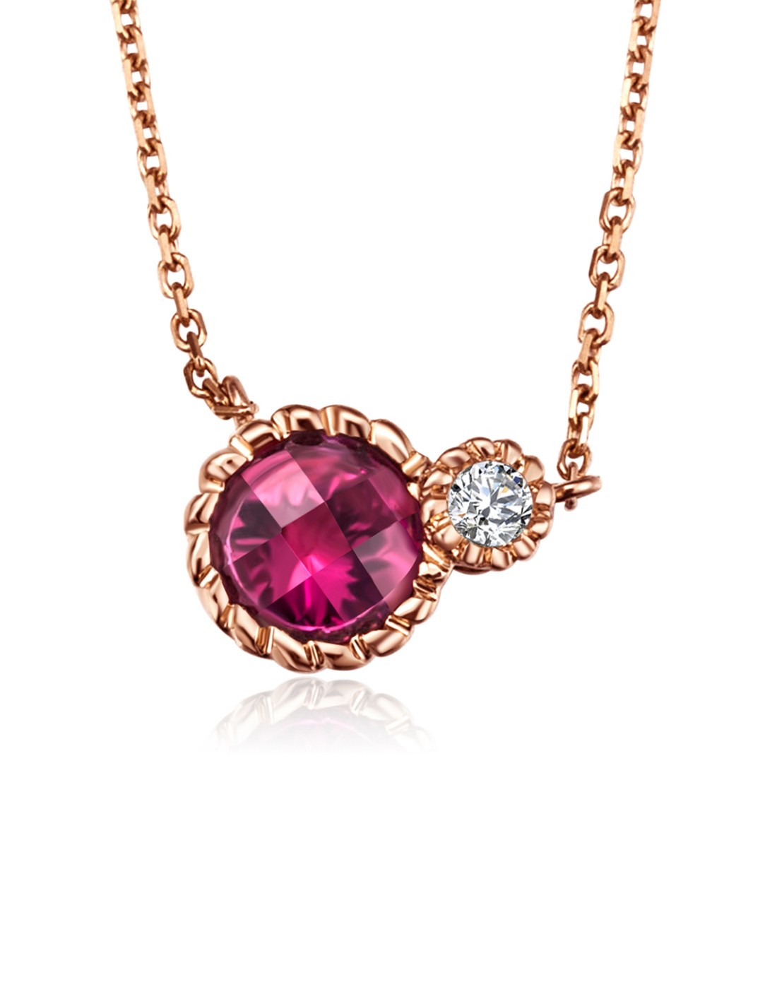 18k玫瑰金红碧玺套链