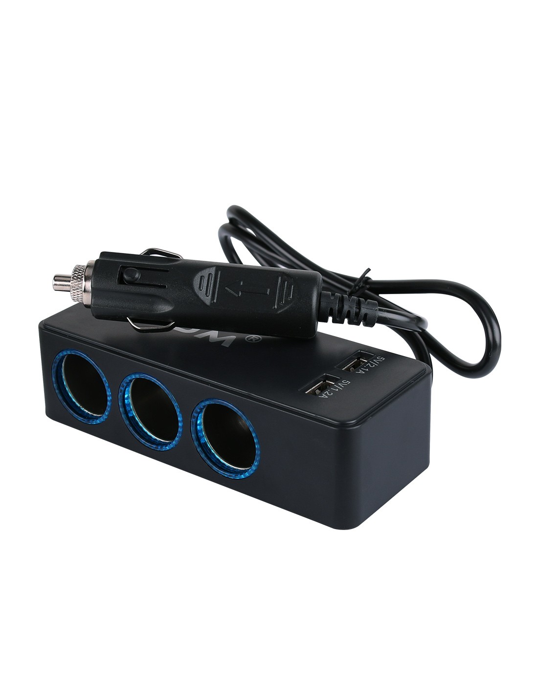 双usb车载点烟器电源三孔-黑色