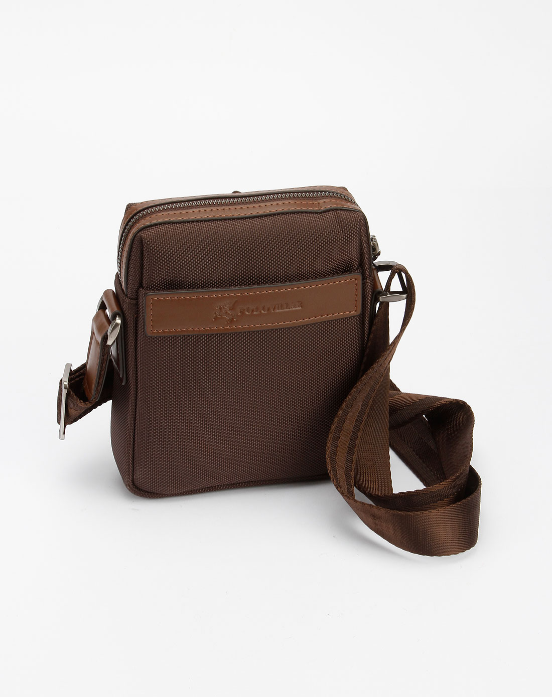 保罗威特polo villae男装专场-啡色编织纹商务休闲斜挎包