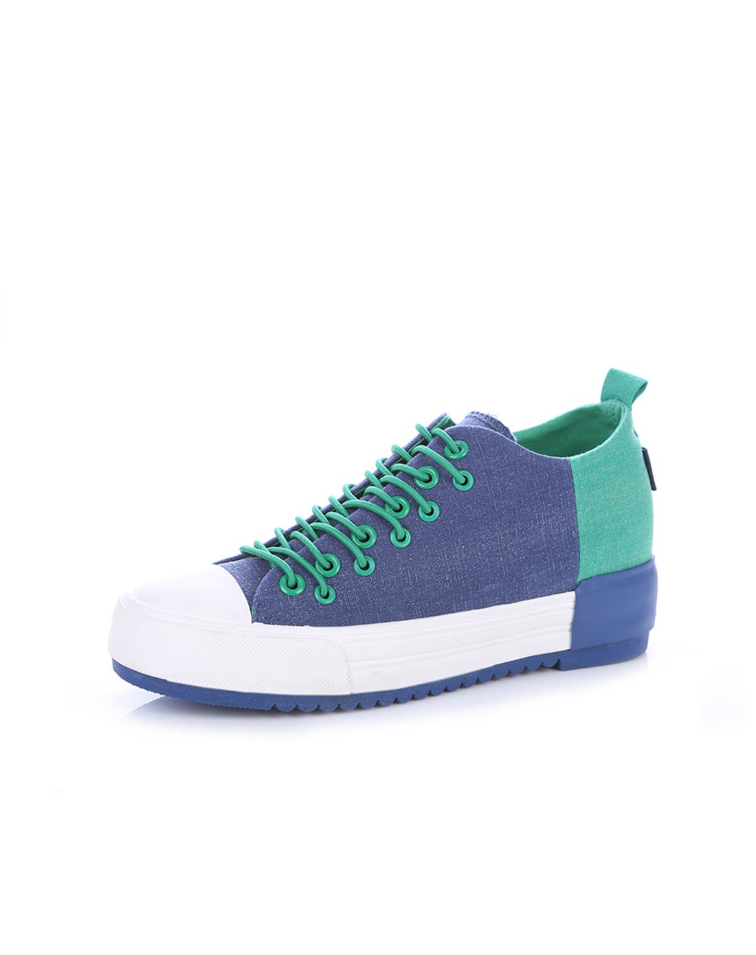 人本时尚休闲鞋专场多扣眼 女款深兰色内增高鞋 撞色时尚370203_唯品