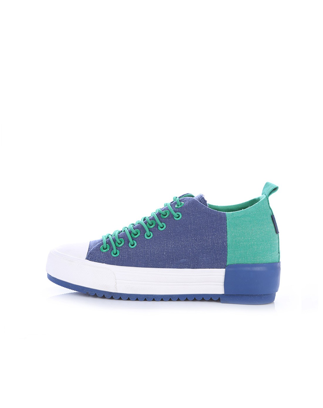 人本时尚休闲鞋专场多扣眼 女款深兰色内增高鞋 撞色时尚370203_唯品