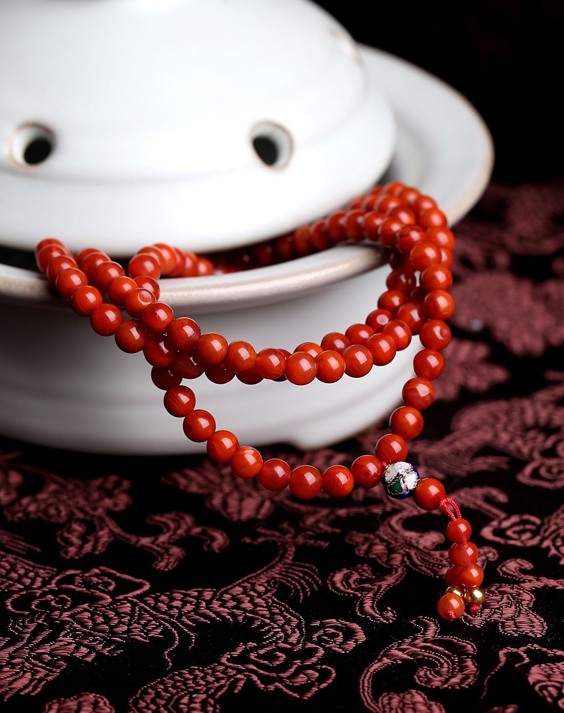 天然玫瑰红南红玛瑙纳福手链附证书