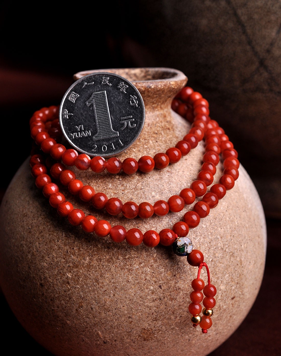 天然玫瑰红南红玛瑙纳福手链附证书