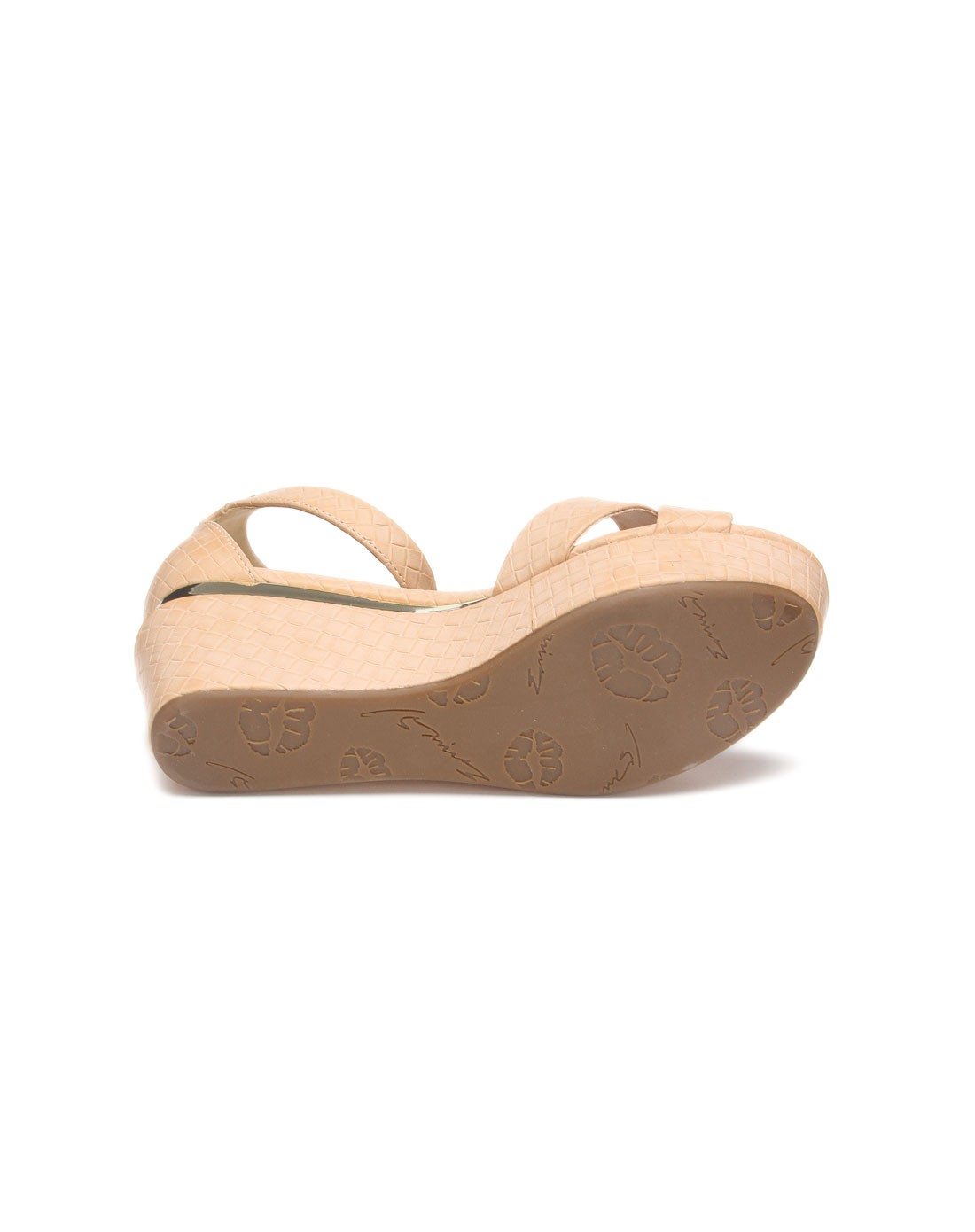 肉色时尚优雅束带厚底坡跟凉鞋