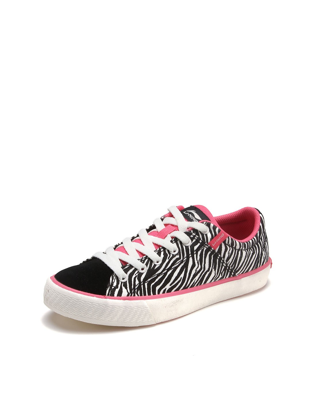 潮流斑马纹 女款黑/洋红色休闲鞋