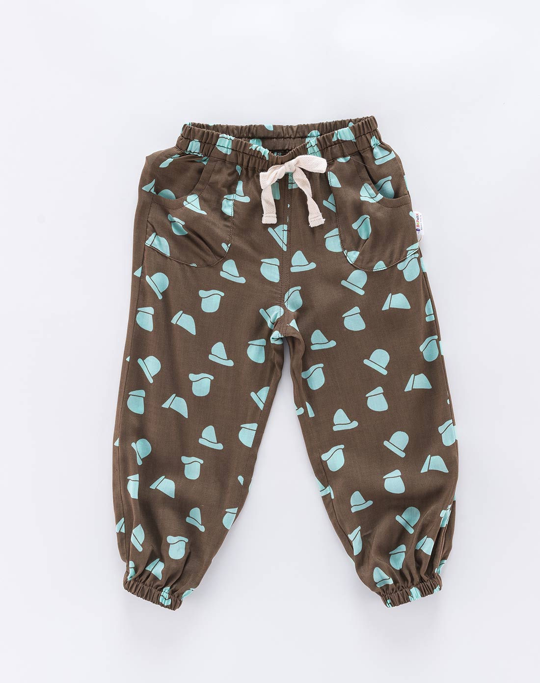 中性橄榄绿靛蓝色小孩灯笼裤