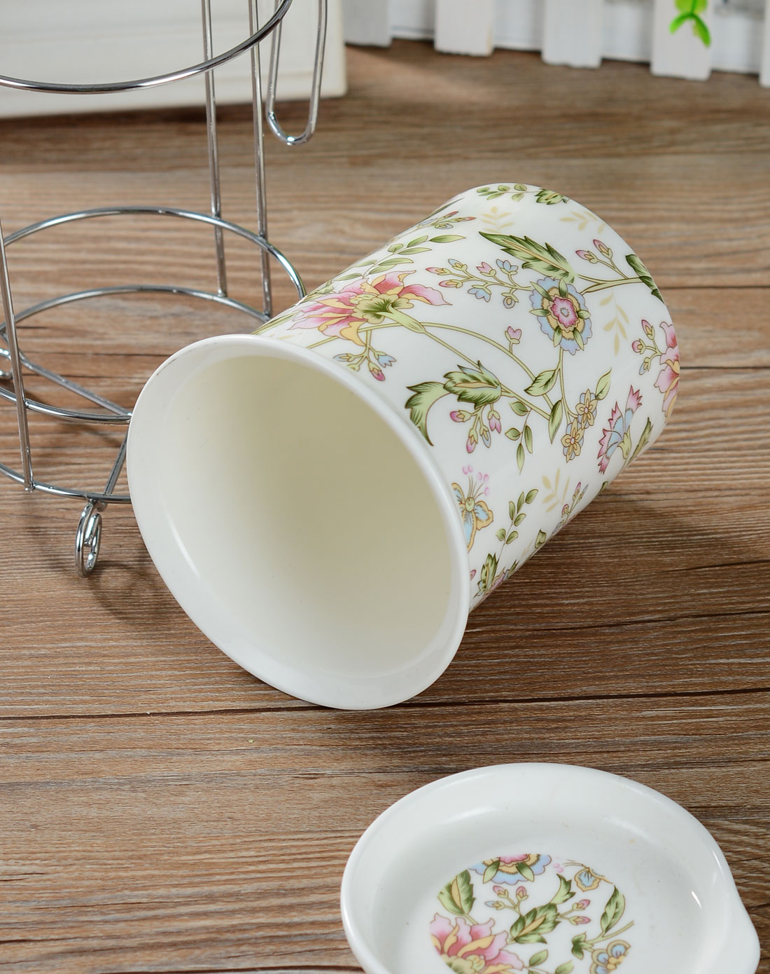 韩式镁质瓷筷子筒(含铁架)春之花