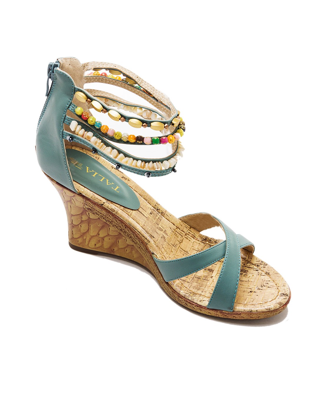 2015年新款兰色古典串珠绊带时尚女士凉鞋