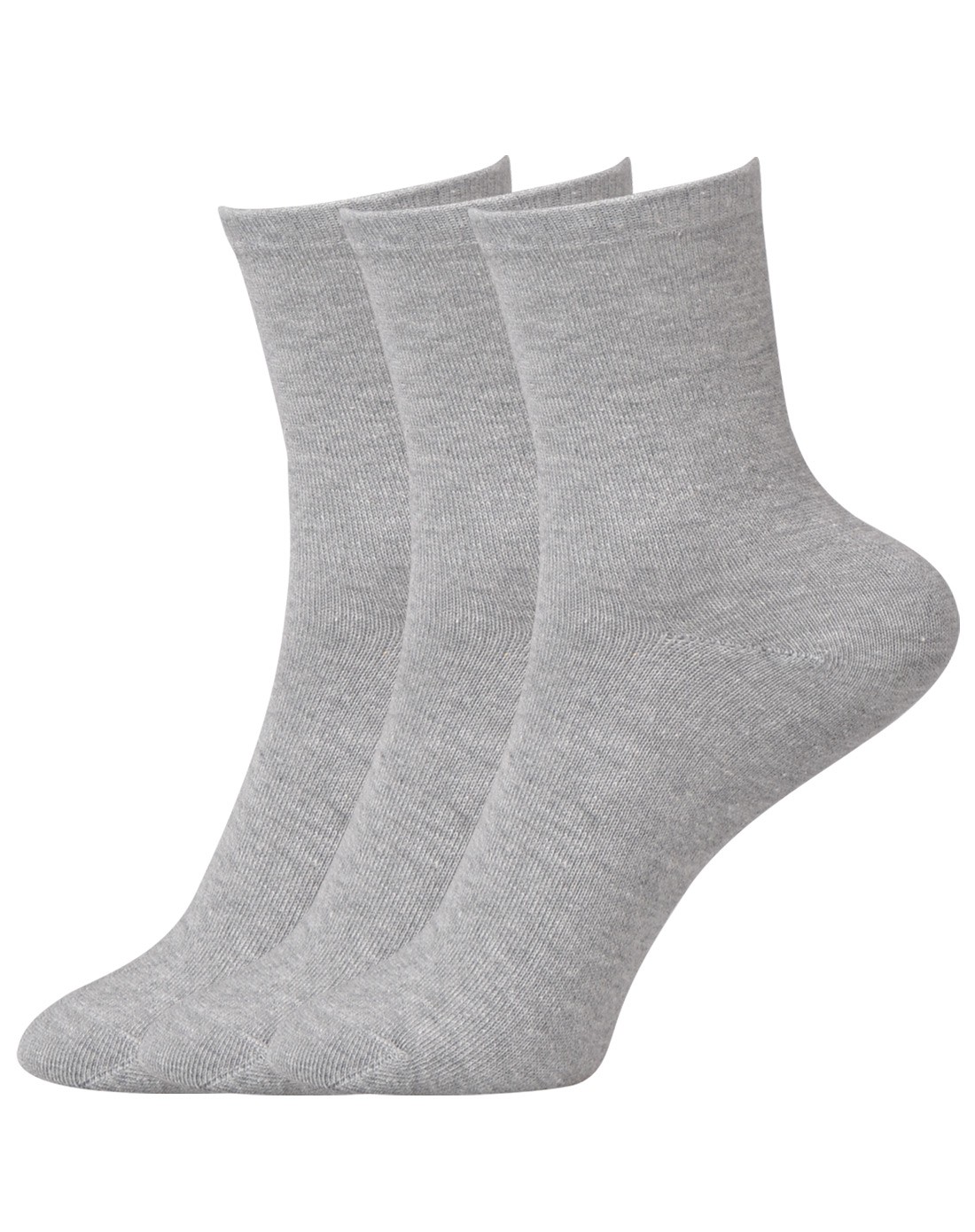 舒适透气 女款3双装灰色精梳棉袜 经典百搭