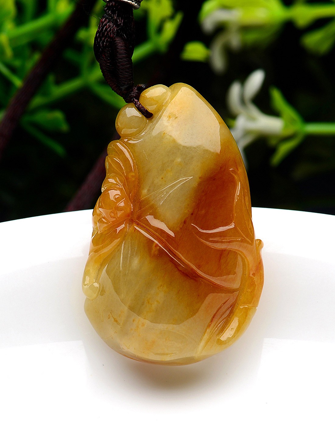 冰糯种黄翡细腻水润节节高升天然a货翡翠吊坠