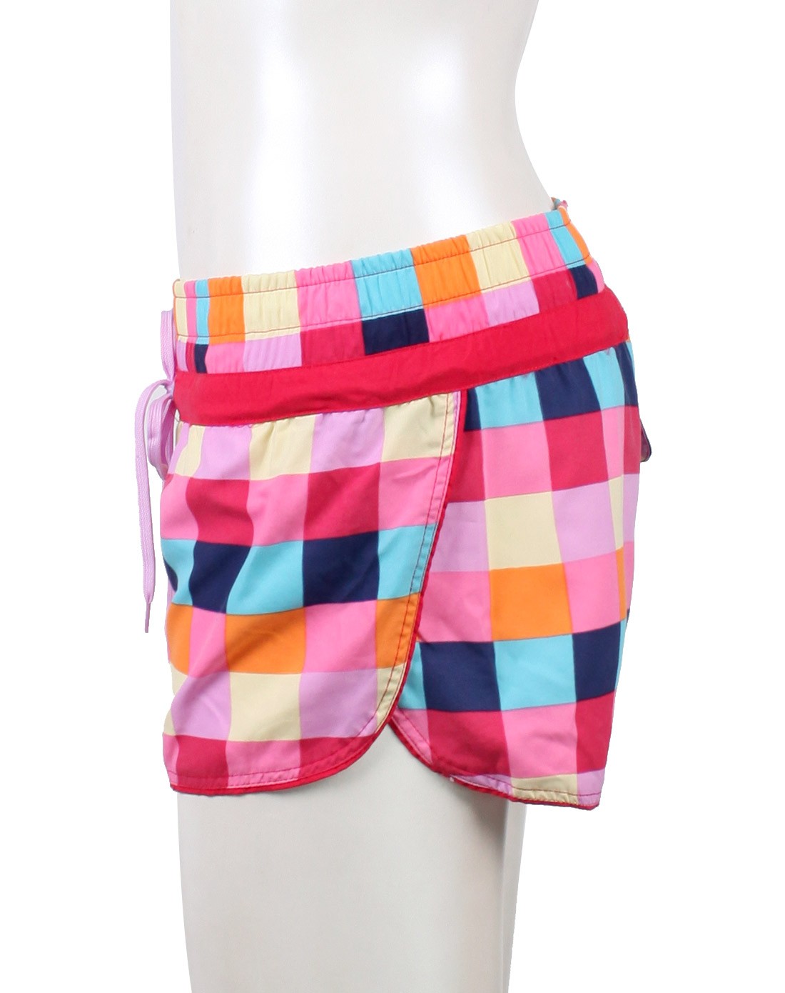 时尚亮丽 女款彩格沙滩裤