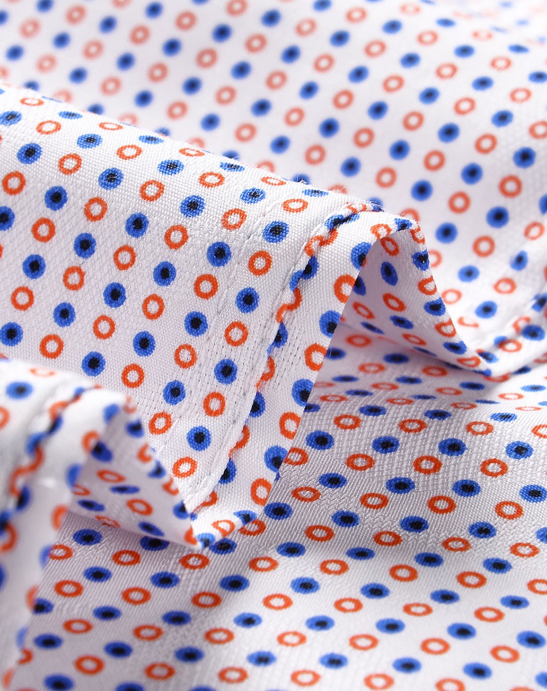 红色花纹撞色波点休闲短袖衬衫