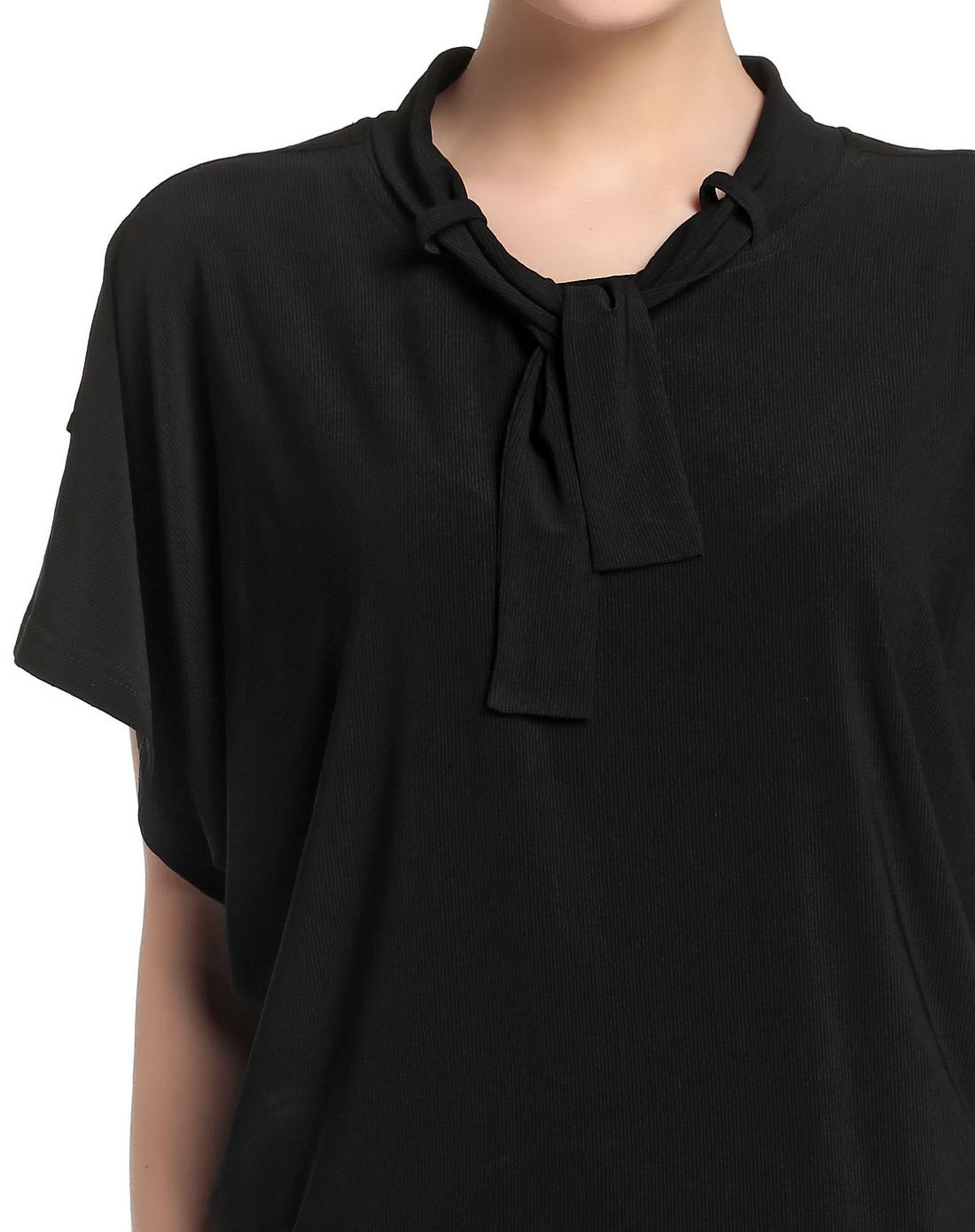 黑色百搭舒适蝙蝠袖上衣