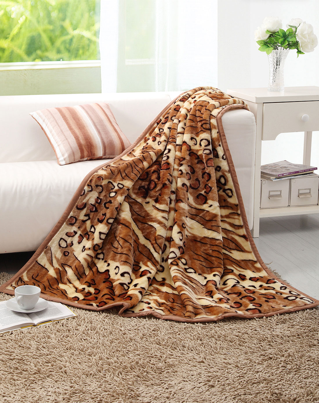 单层印花毛毯虎皮150*200cm