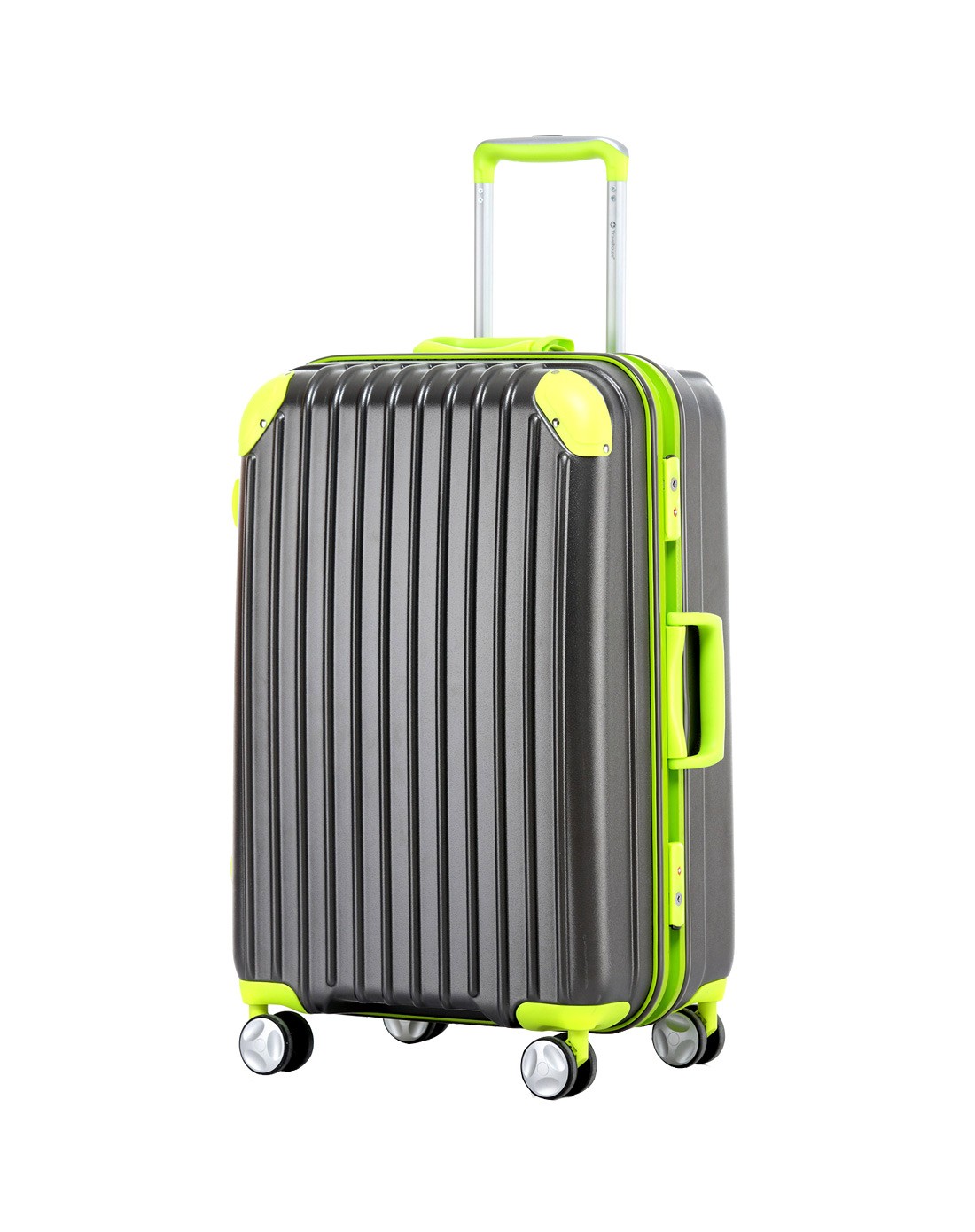 韩版时尚铝框拉杆箱登机箱20寸灰配绿