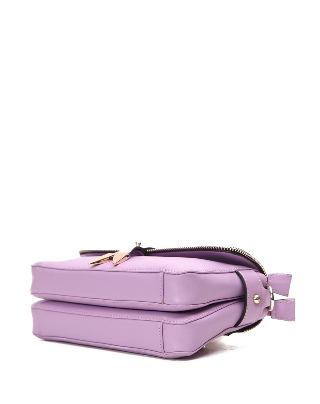 芭迪patty男女箱包粉紫色链条边扣饰搭盖牛皮单肩包1ah183101-207