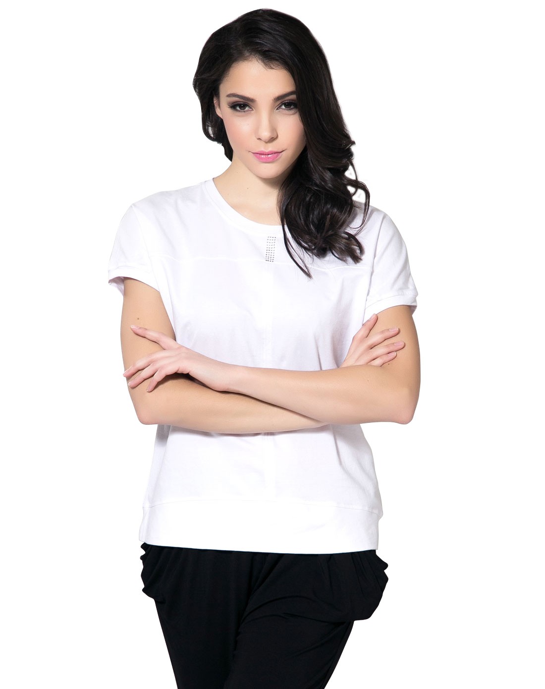 女式白色休闲家居柔棉时尚短袖