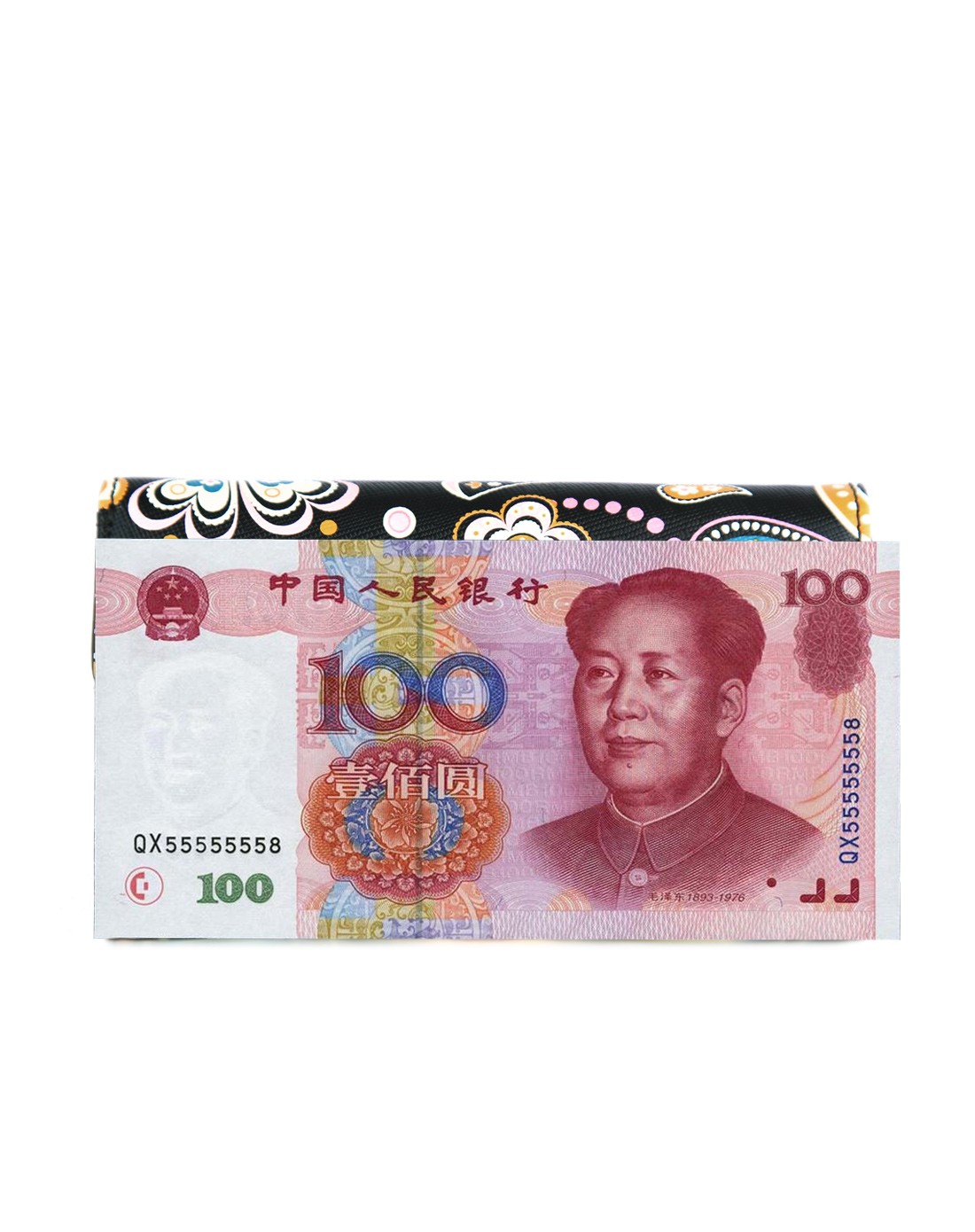 黑色时尚印花短款v型钱包