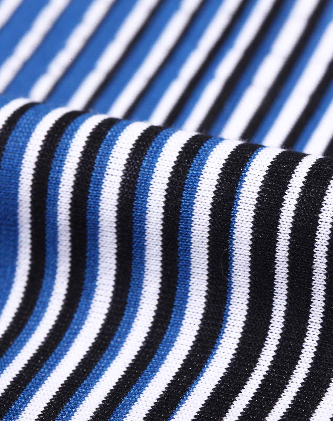 蓝色条纹短袖丝光棉衬衫