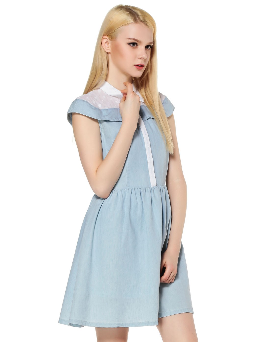 摩高mogao男女装粉末蓝女装拼牛仔连衣裙832272038472粉末蓝_唯品会