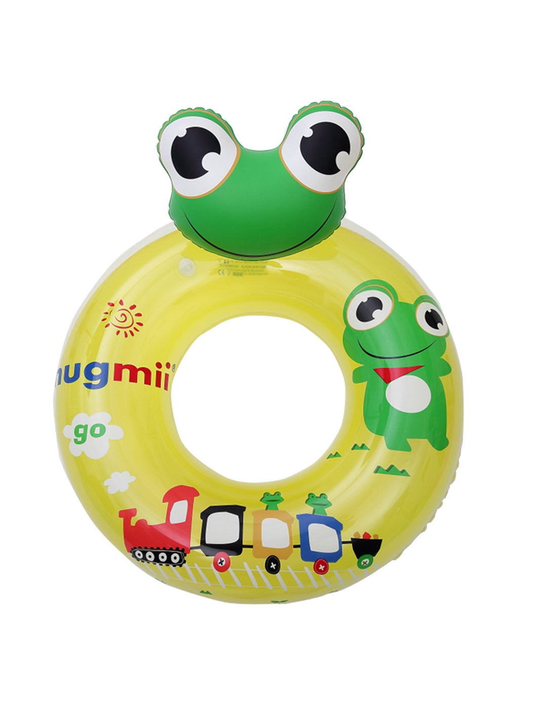 男女童黄色青蛙游泳圈