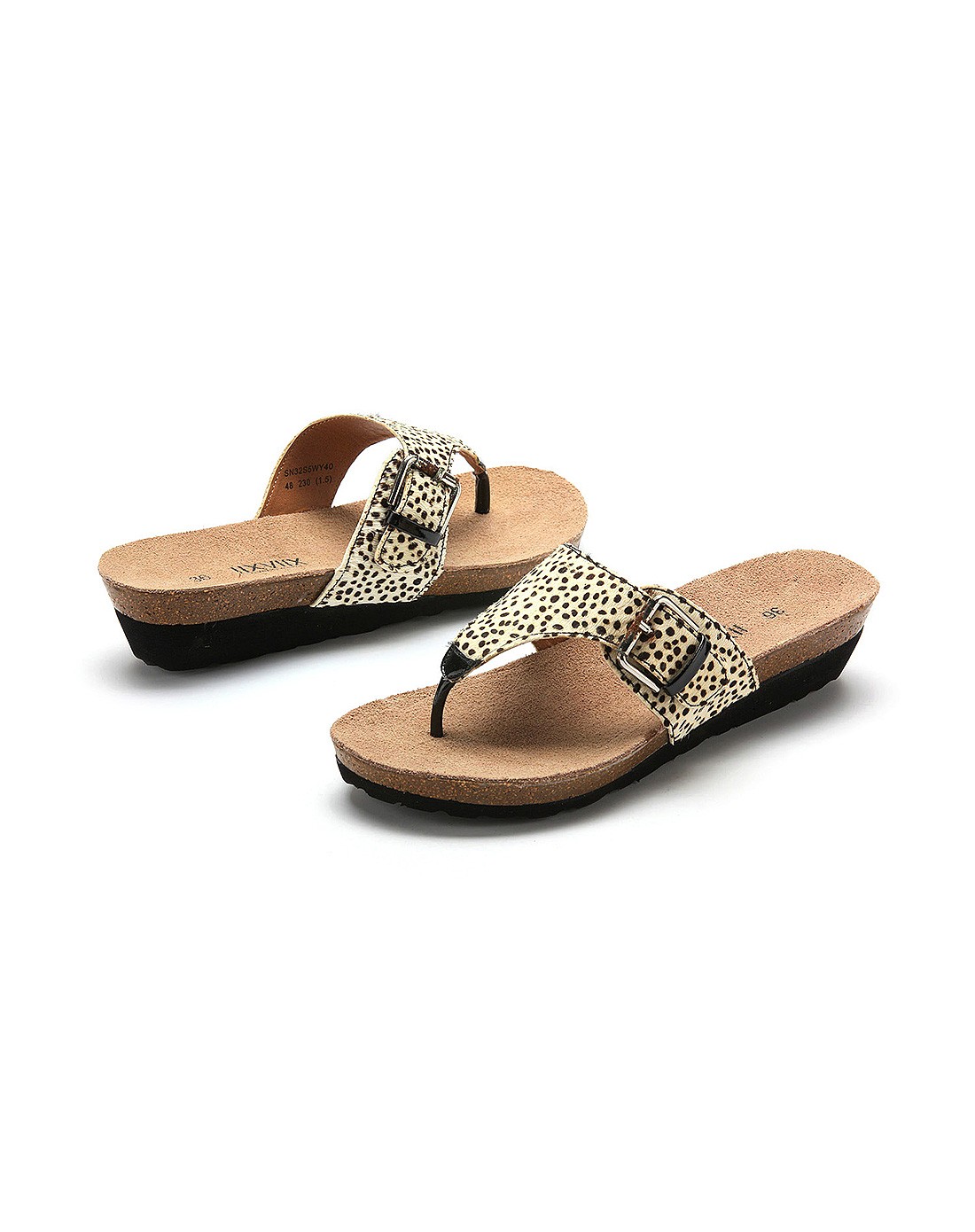 星期六集团品牌女鞋69sixtynine 白色豹纹马毛时尚拖鞋sn32s5wy4048