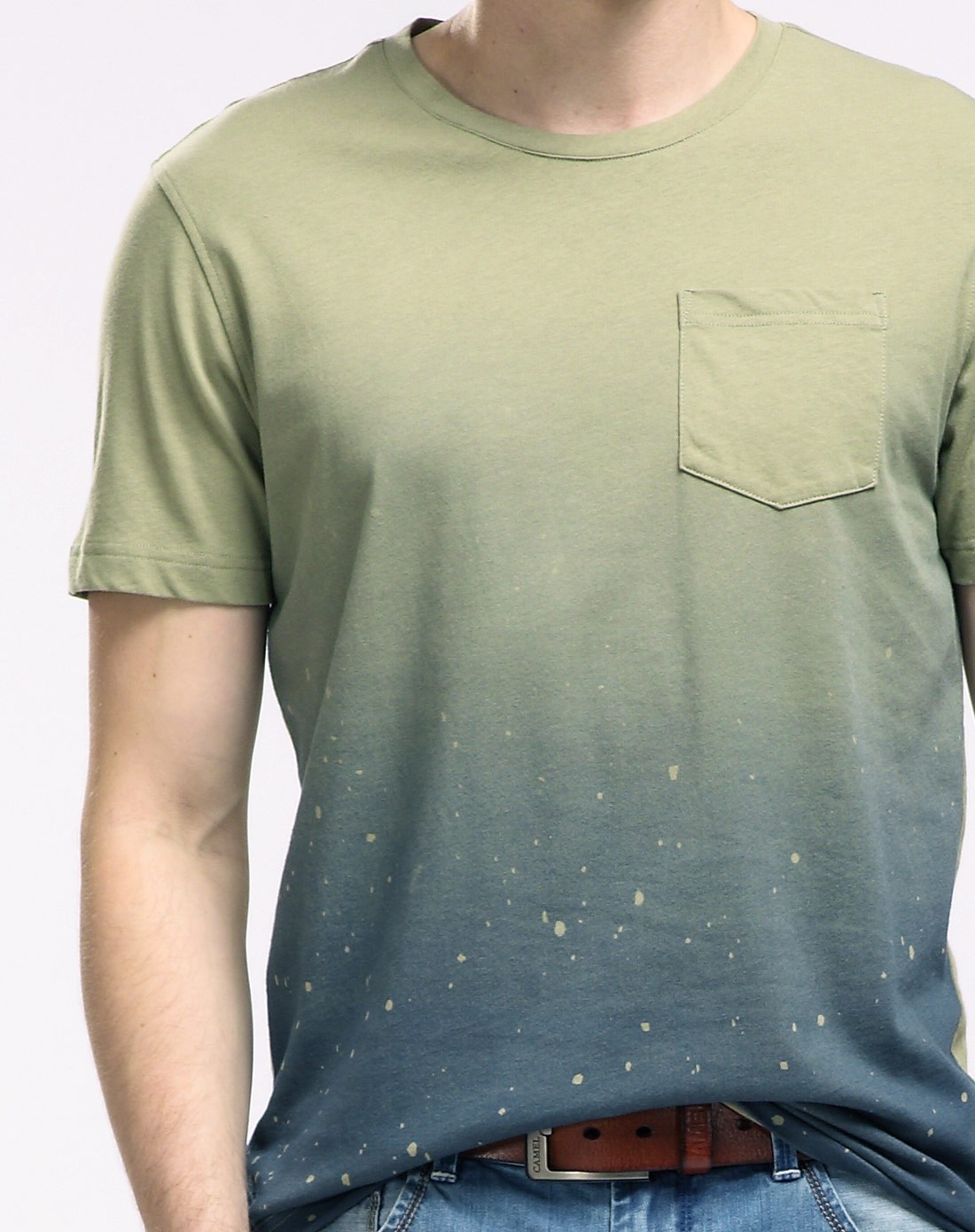 圆领日常纯棉 男款灰绿色短袖t恤