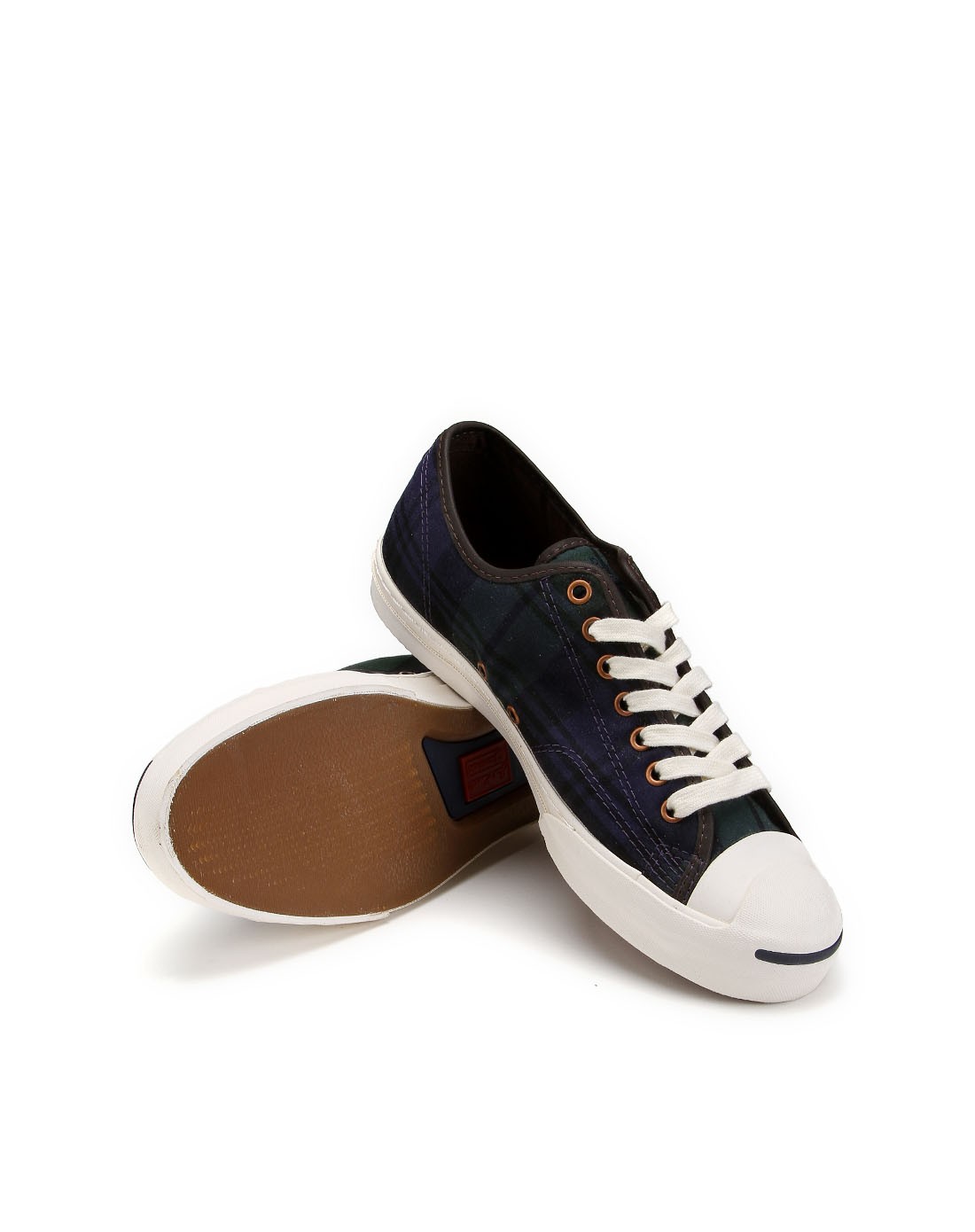 耐磨透气 中性款海军蓝色低帮休闲鞋 简约格纹