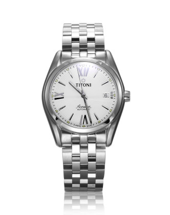 梅花titoni空霸系列白色自动机械男表83909s342