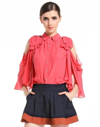 深粉红色淑女时尚连体上衣