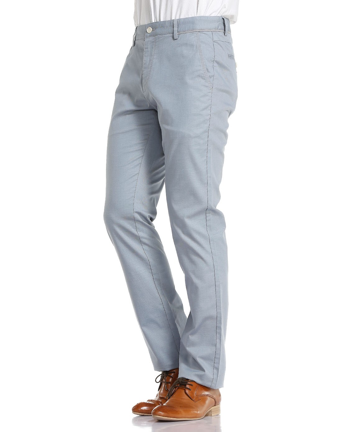 浅蓝灰色斯文简约休闲长裤