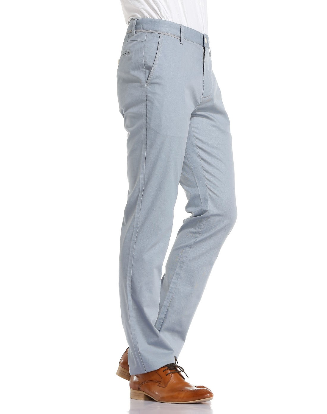 浅蓝灰色斯文简约休闲长裤