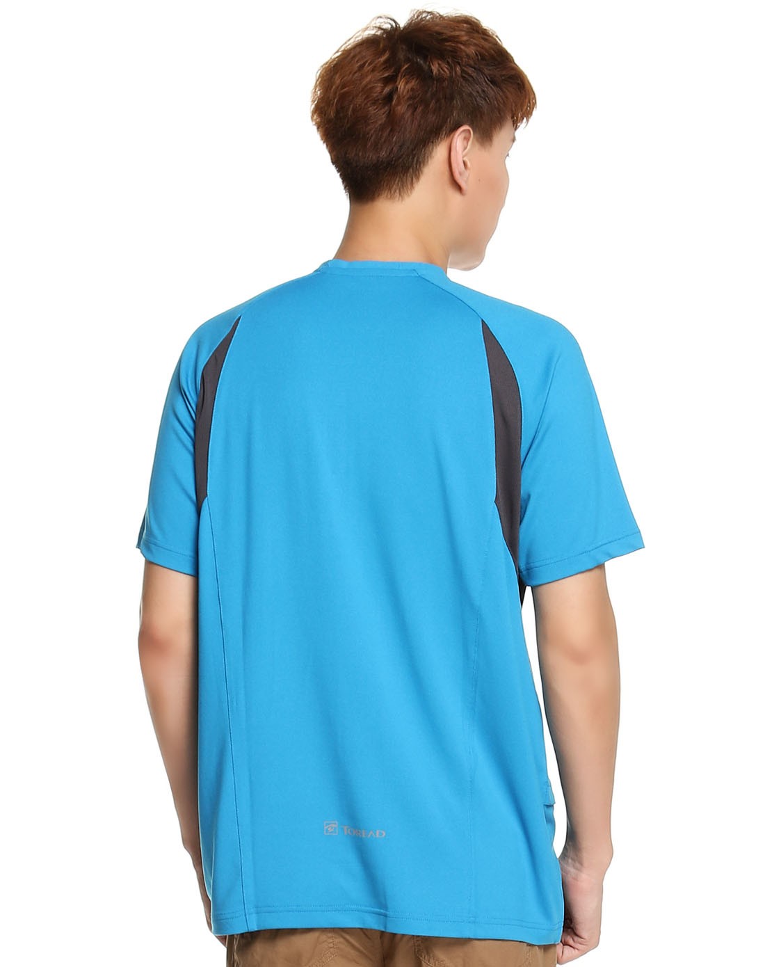 速干透气 男款天青蓝色短袖t恤 简约开襟