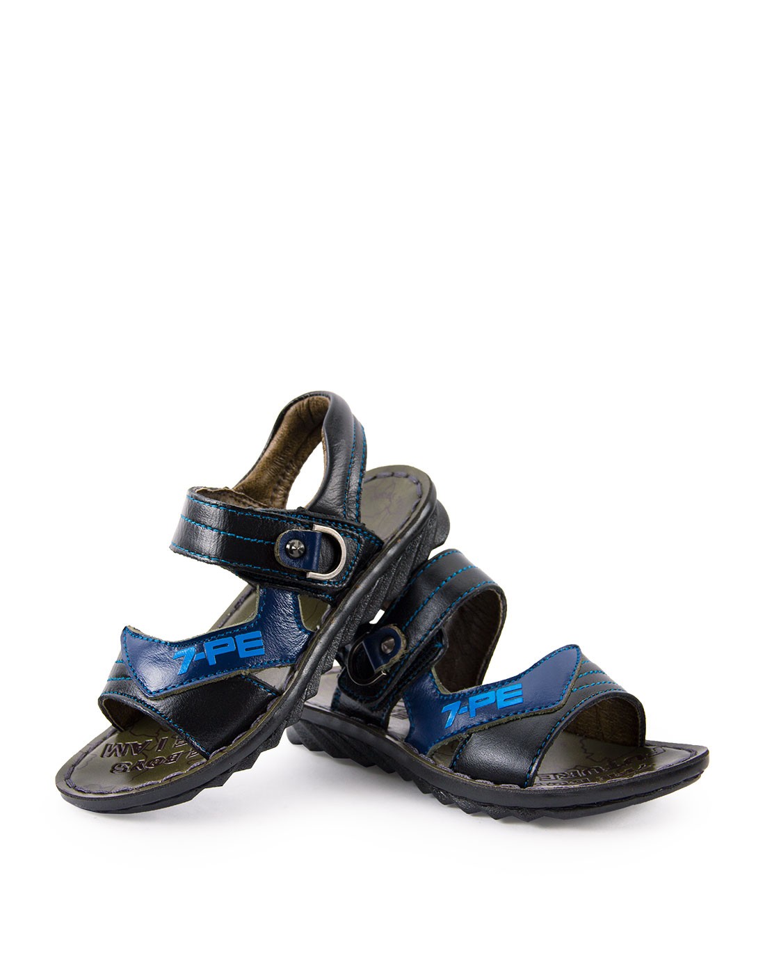 七波辉7-pe男女童装童鞋男童黑色牛皮/pu休闲防滑皮凉鞋ha3502x002