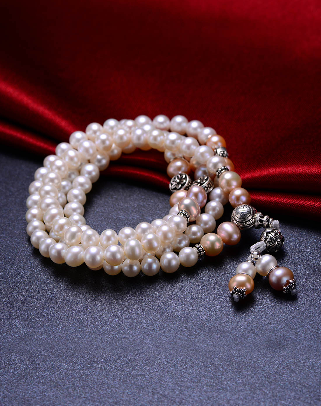 福禄玛瑙天然6mm多层珍珠手链(赠证书)