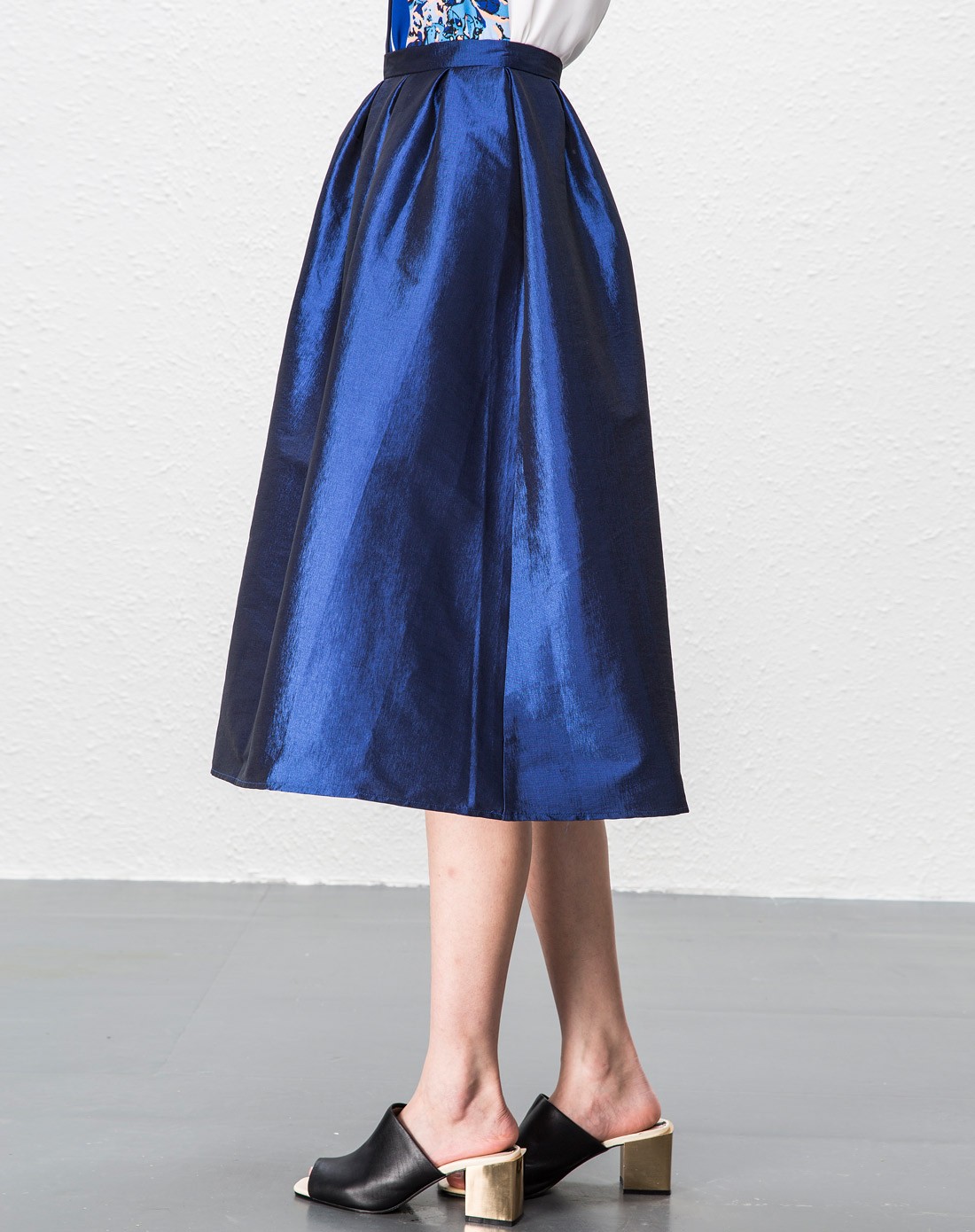 深蓝韩版复古半身裙