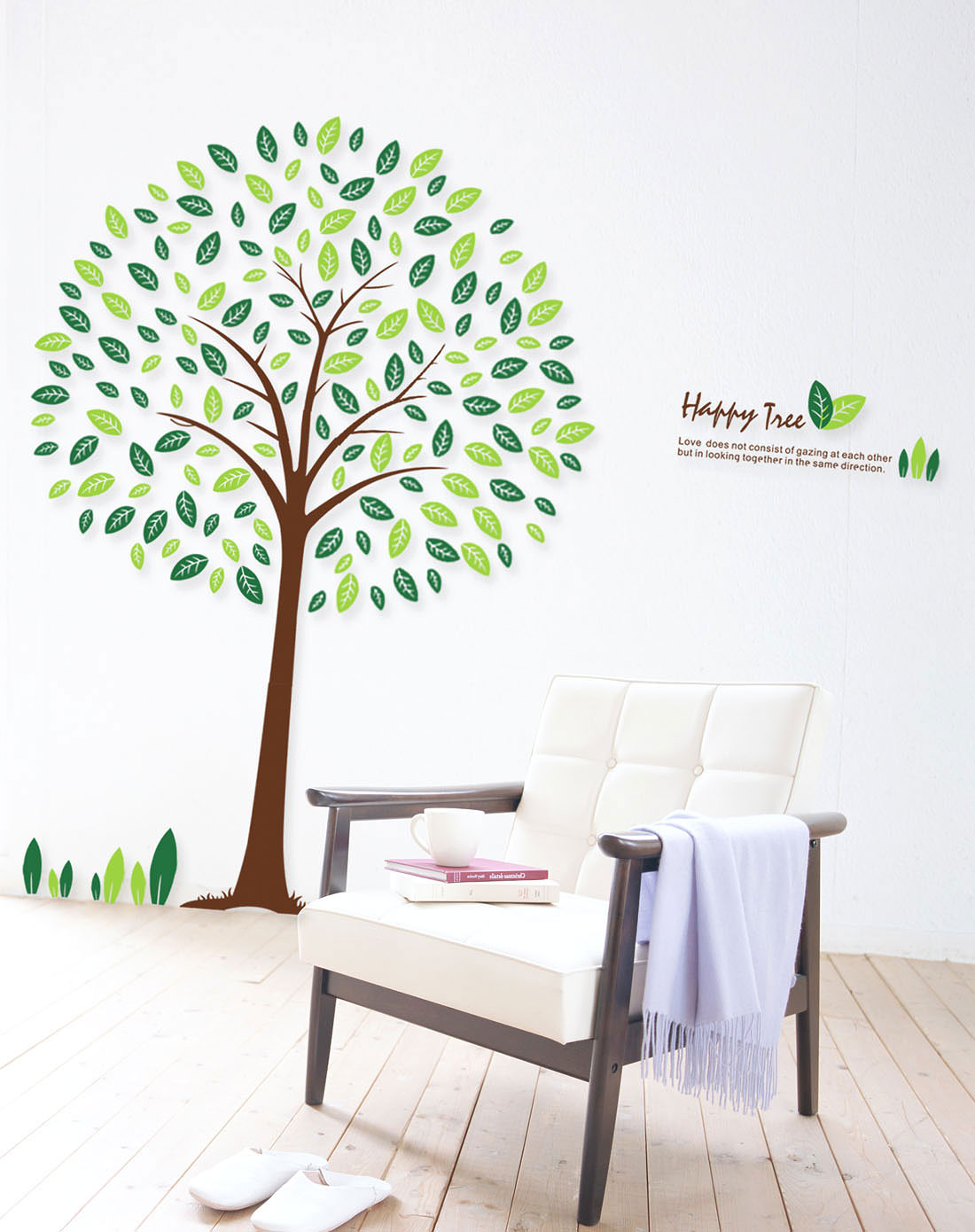 3代可移彩色墙贴60*90cm健康树