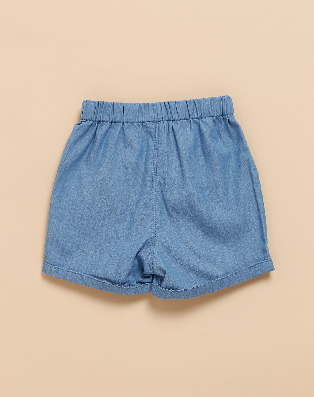 mini balabala 男童浅蓝色翻布针织牛仔短裤