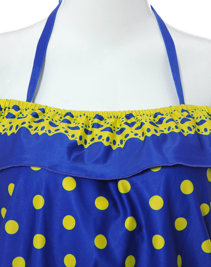 轻质舒适 女款黄绿配蓝色比基尼四件套 钢托简约