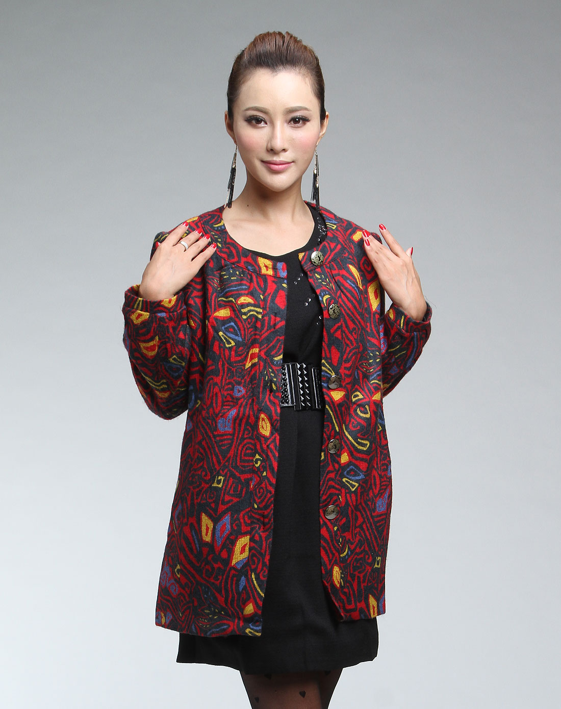 菁夫人kingfovlun女装专场-混色舒适休闲长袖外套