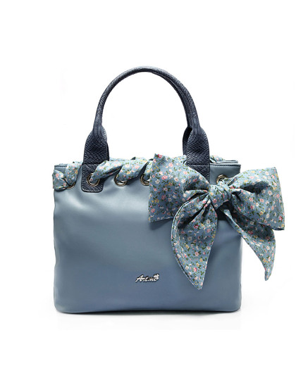 女款杜若蓝蝴蝶结pu手提