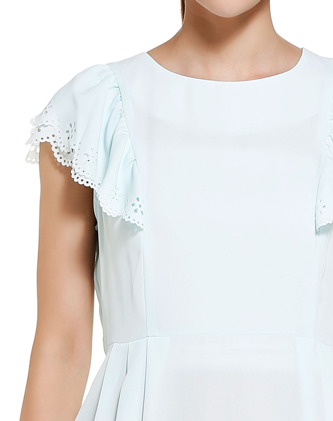 浅青绿色淑女气质短袖衬衫