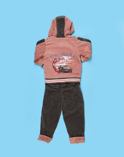 安贝儿 男童卡其帅气男童连帽两件套