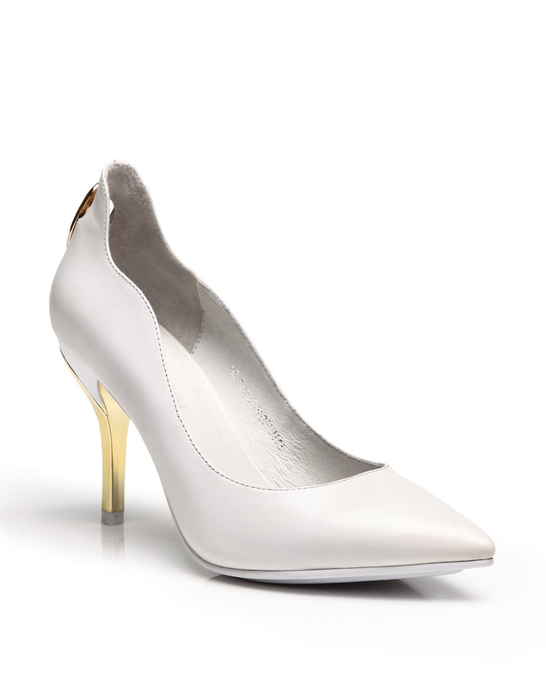 2015春季新款胎牛皮白色细高跟女单鞋