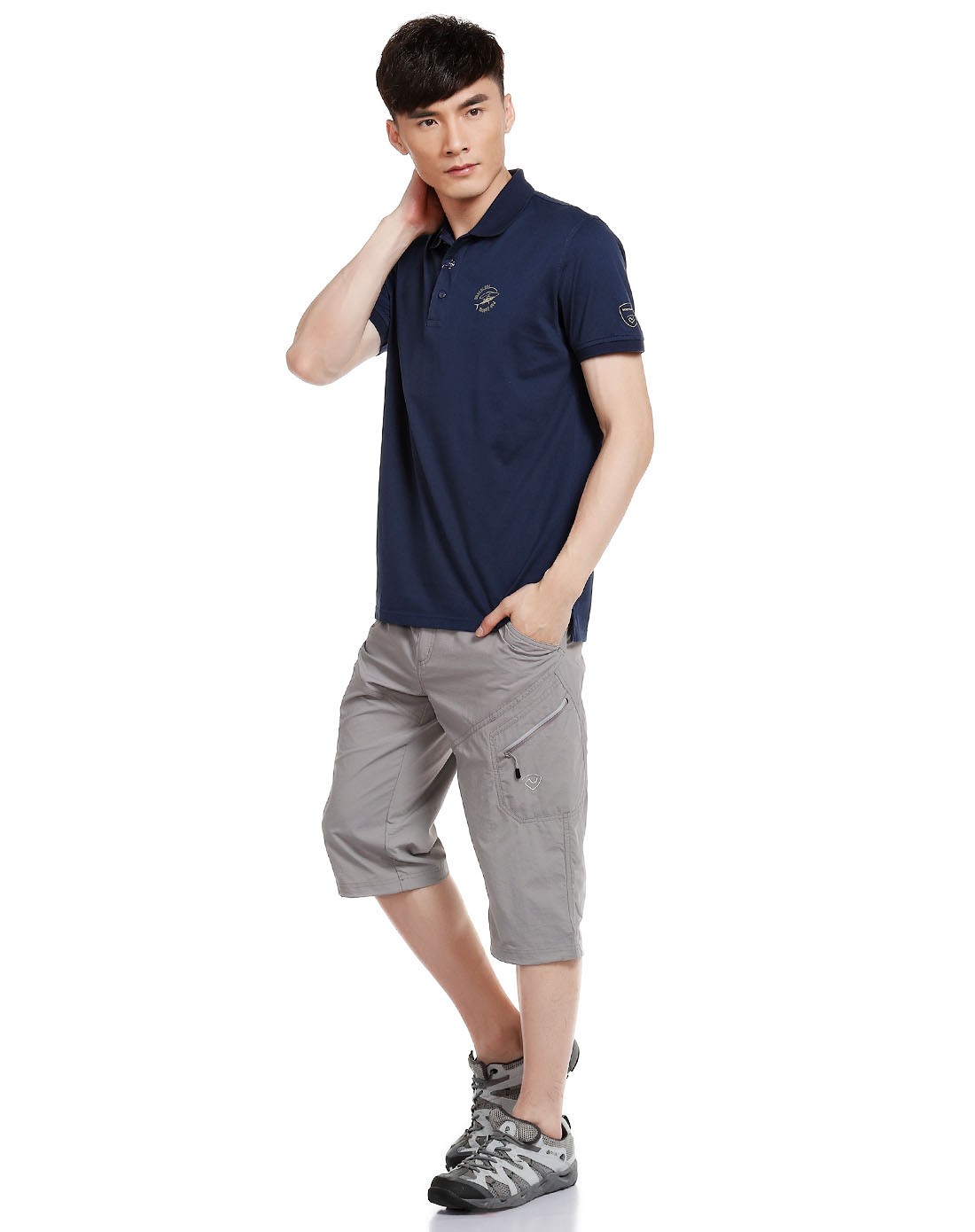 弹力透湿 男款藏青色短袖polo衫 成熟魅力