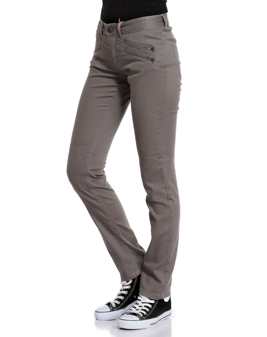 百搭时尚 女款土灰色休闲长裤 潮流舒适