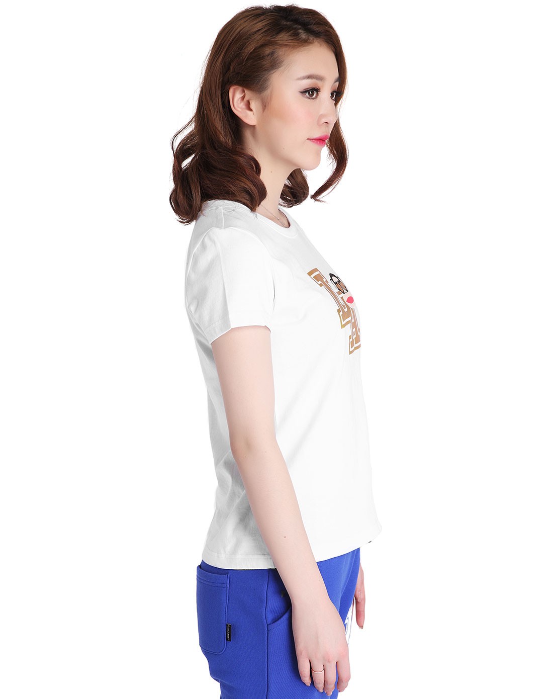 特惠 纯棉 女式白色t恤 圆领短袖