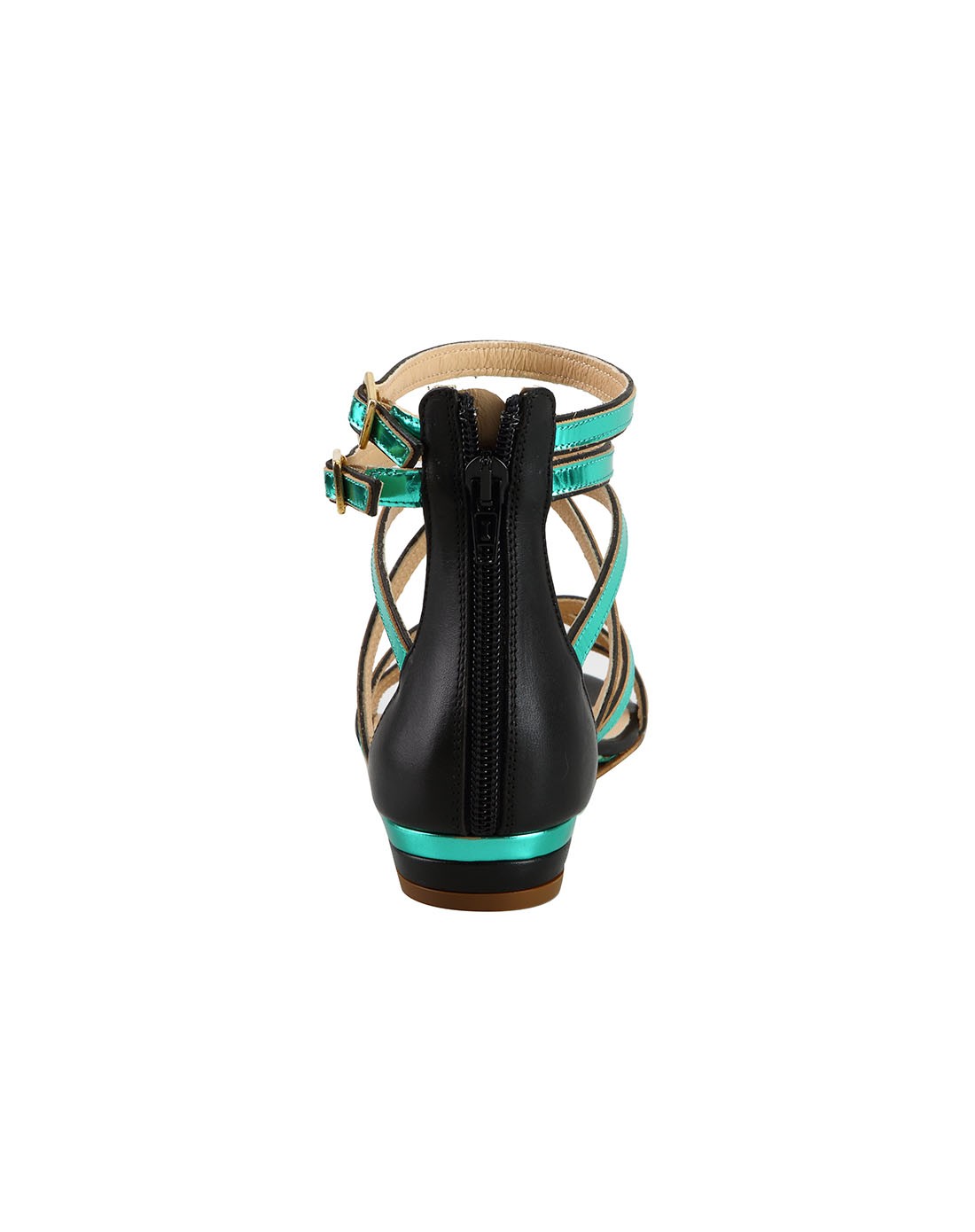 希腊进口灰色漆皮拼色厚底休闲凉鞋