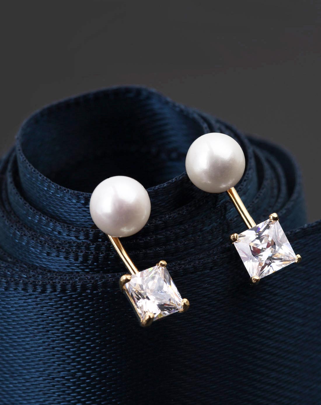 春日新品纯14k黄金天然淡水珍珠施华洛世奇宝石经典耳钉