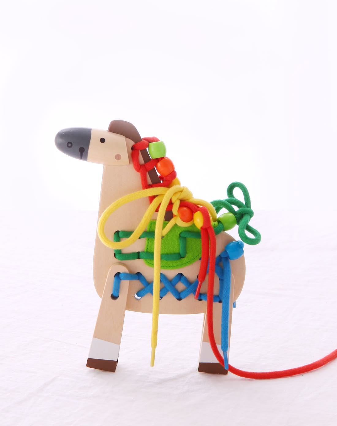 德国hape3岁 早教益智穿线玩具小马穿绳e1016